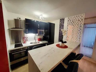 Cuisine ou kitchenette dans l'établissement Le Petit Versailles