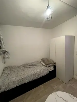 Un ou plusieurs lits dans un hébergement de l'établissement Cozy Furnished Studio near Paris, Quiet & Well-Located in Taverny