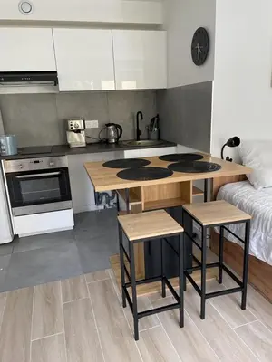 Cuisine ou kitchenette dans l'établissement 2-Appartement RDC 28 m2 avec Jardin