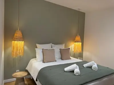 Un ou plusieurs lits dans un hébergement de l'établissement Appartement le Cocoon, 5 min du port