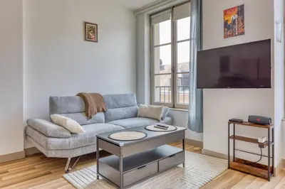 Télévision ou salle de divertissement dans l'établissement Célestine mignon F2 en centre ville de Rouen - Proximité Donjon de Rouen