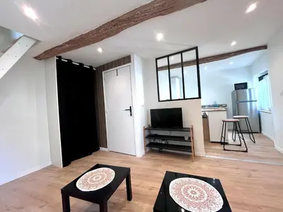 Cuisine ou kitchenette dans l'établissement charmant duplex cosy et lumineux