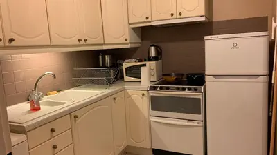 Cuisine ou kitchenette dans l'établissement Quiet in Poissy city center for work or family stay