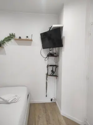 Télévision ou salle de divertissement dans l'établissement Cabane Jungle Appt 2p cosy calme Rouen fac