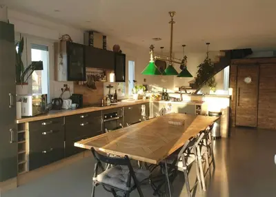 Cuisine ou kitchenette dans l'établissement Le Familia