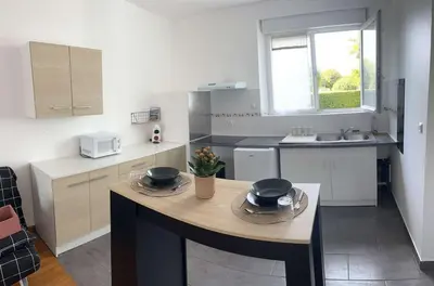 Cuisine ou kitchenette dans l'établissement Studio confortable avec espace extérieur