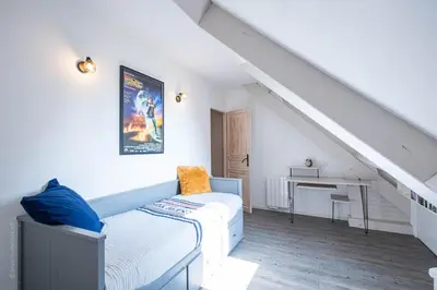 Un ou plusieurs lits dans un hébergement de l'établissement Maison familiale 50min de paris-Collection Idylliq