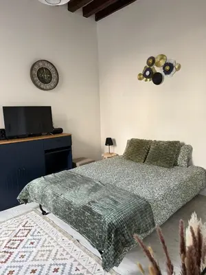 Un ou plusieurs lits dans un hébergement de l'établissement Studio proche Cathedral - Wifi - Netflix - Parking