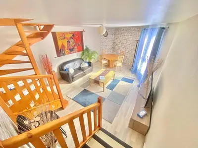Un ou plusieurs lits dans un hébergement de l'établissement Grand duplex, Centre, Parking, 4 ch, Lingerie - 7 pers