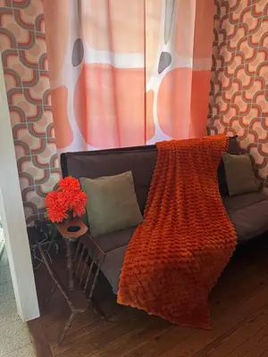 Coin salon dans l'établissement maison au charme rétro, équipée et tranquille