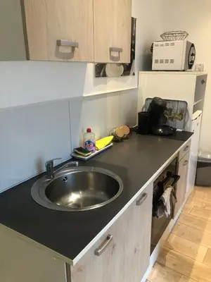 Cuisine ou kitchenette dans l'établissement Cozy and comfortable 2-room apartment in Rouen
