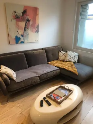 Coin salon dans l'établissement Cozy and comfortable 2-room apartment in Rouen