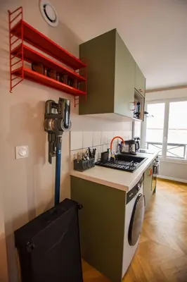Cuisine ou kitchenette dans l'établissement La Rétro-Capsule - 2 chambres & parking