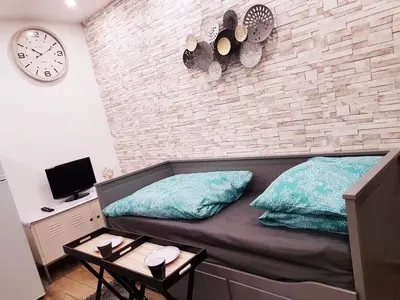 Télévision ou salle de divertissement dans l'établissement MSK Cosy Beau Studio Persan Chambly Roissy CDG