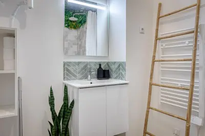 Salle de bains dans l'établissement Chez Guillaume - Studio Jungle rénové balnéo à la gare