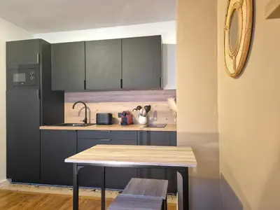 Cuisine ou kitchenette dans l'établissement Studio Camaïeu hypercentre Parking Privé