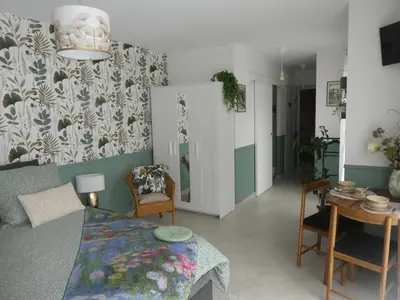 Un ou plusieurs lits dans un hébergement de l'établissement Prés de Giverny - Bienvenue AUX ARPENTS VERTS
