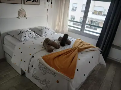 Un ou plusieurs lits dans un hébergement de l'établissement Cosy Jolie T3 - Centre & Parking gratuit