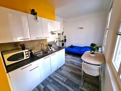 Cuisine ou kitchenette dans l'établissement Votre pied-à-terre idéal proche gare de Rouen