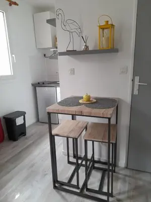 Cuisine ou kitchenette dans l'établissement Studio Rouen proche CHU