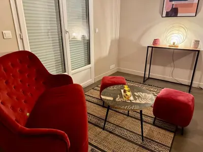 Coin salon dans l'établissement Maison avec Spa Privatif, Jacuzzi et Sauna