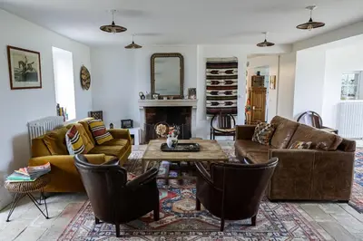 Coin salon dans l'établissement Country house 1 hour from Paris