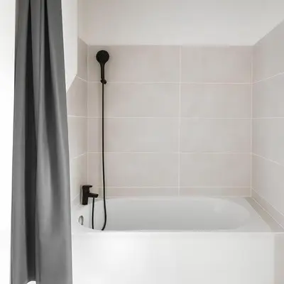 Salle de bains dans l'établissement 1 Appart Hôtel Chambre privée, espaces communs partagés, Centre Rouen Gare, Linge & Ménage inclus