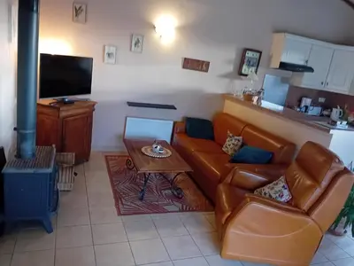 Cuisine ou kitchenette dans l'établissement Gîte la chouette hulotte