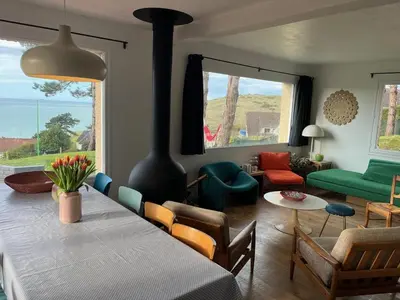 Coin salon dans l'établissement Maison Le Coteau Plage vue mer 8 pers Petit Caux