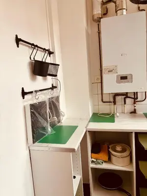 Cuisine ou kitchenette dans l'établissement Le beffroi