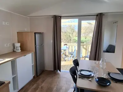 Cuisine ou kitchenette dans l'établissement Mobil home cosy avec terrasse pour 2 personnes - API-1-52-1537