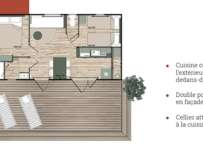 Plan de l'établissement Mobil-home 4 pers avec terrasse - API-1-52-1583