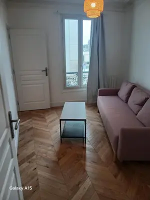 Coin salon dans l'établissement Beautiful one bedroom appartement, Heart of Maisons-Laffitte, Twenty min to paris