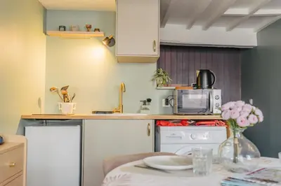 Cuisine ou kitchenette dans l'établissement Mini house in Saint-Leu Les Hortillonnages