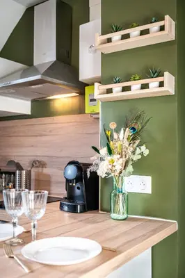 Cuisine ou kitchenette dans l'établissement Charmant T2 cosy et lumineux - 284