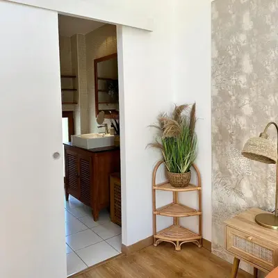 Cuisine ou kitchenette dans l'établissement Echappée Bleue