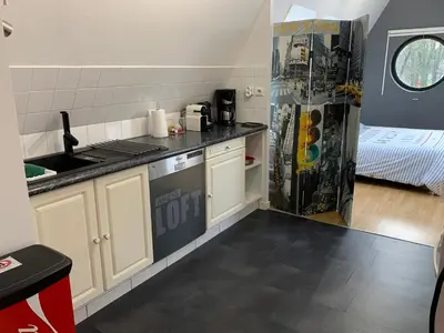 Cuisine ou kitchenette dans l'établissement Amiens LOFT