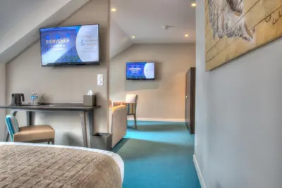 Télévision ou salle de divertissement dans l'établissement Hôtel de la Tabletterie