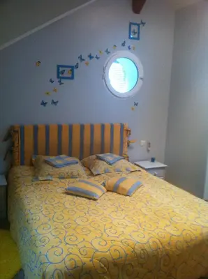 Un ou plusieurs lits dans un hébergement de l'établissement Le petit manoir