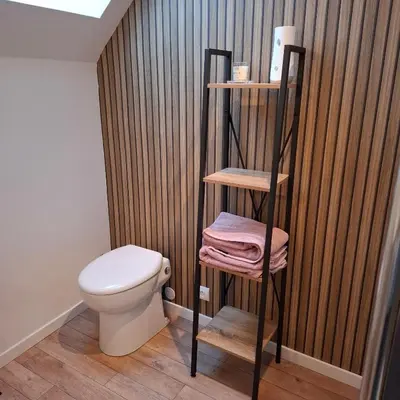 Salle de bains dans l'établissement Gite De La Baguelande