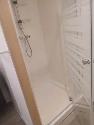 Salle de bains dans l'établissement Gite de la forêt