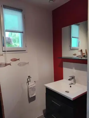 Salle de bains dans l'établissement Gîte des Pins Penchés