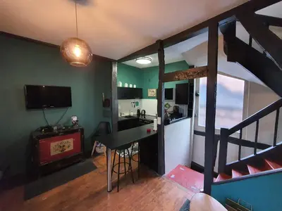 Télévision ou salle de divertissement dans l'établissement Appartement typique Rouen centre avec parking gratuit