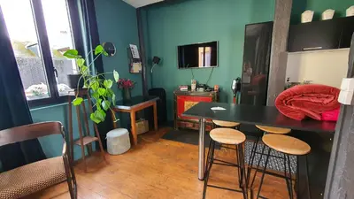 Coin salon dans l'établissement Appartement typique Rouen centre avec parking gratuit