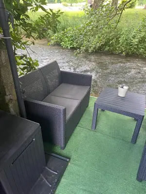 Coin salon dans l'établissement Gite au bord du Lac