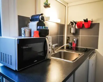 Cuisine ou kitchenette dans l'établissement Studio Gare