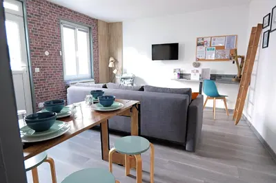 Coin salon dans l'établissement Eco-Appart'hôtel Rouen - JDP