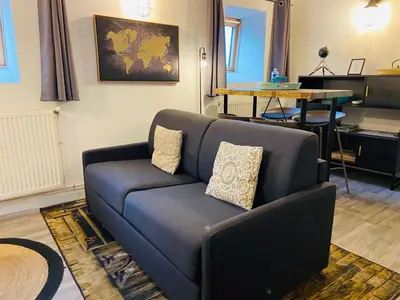 Coin salon dans l'établissement Le duplex Saint Gilles centre ville Baie de Somme