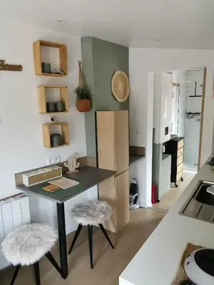 Cuisine ou kitchenette dans l'établissement Le cabanon