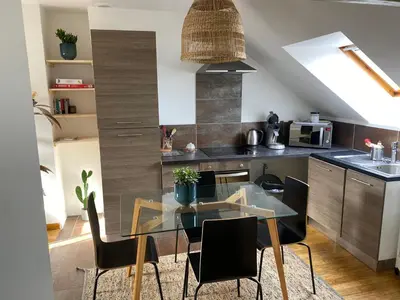 Cuisine ou kitchenette dans l'établissement Appartement hyper centre cathédrale avec parking gratuit
